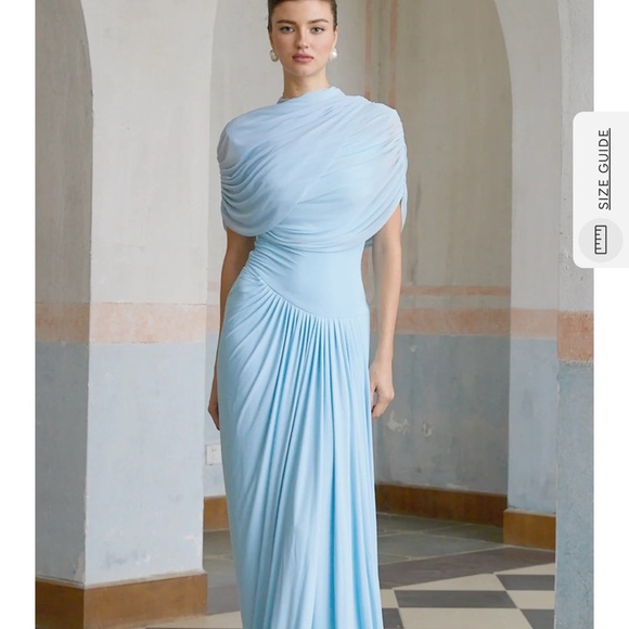 Elegant One-Shoulder Sky Blue Dress - Picture 1 of 1
